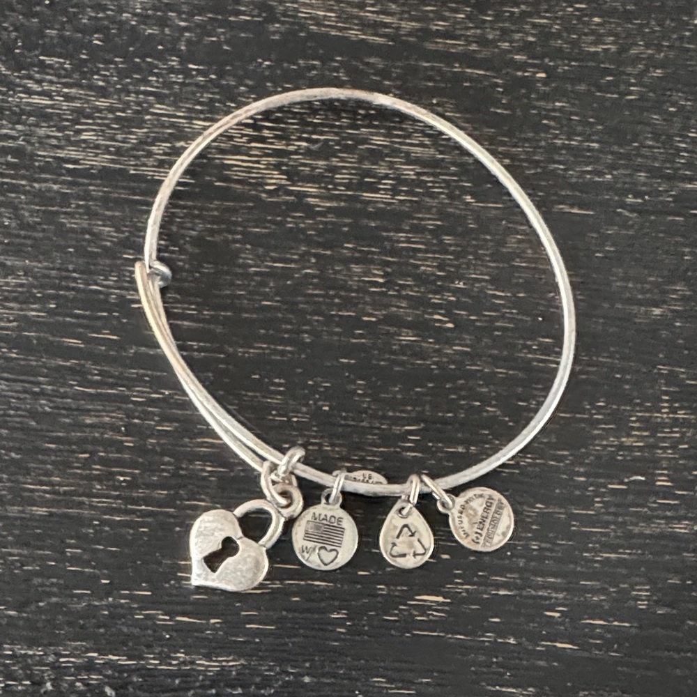 Alex and Ani Heart Lock Charm Bangle Bracelet